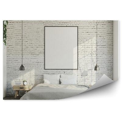 Fotótapéta Hálószoba fehér téglafallal