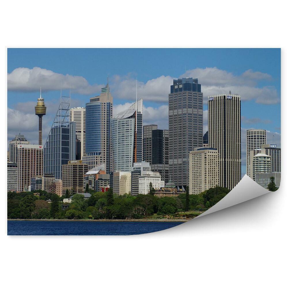 Poszter tapéta felhőkarcolók fák óceán ég felhők Sydney