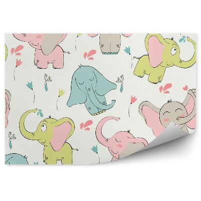 Poszter tapéta Színes elefántok