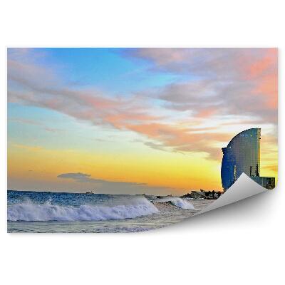 Poszter tapéta felhőkarcoló hullámok tenger naplemente