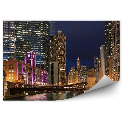 Fotótapéta felhőkarcolók fények híd éjszaka