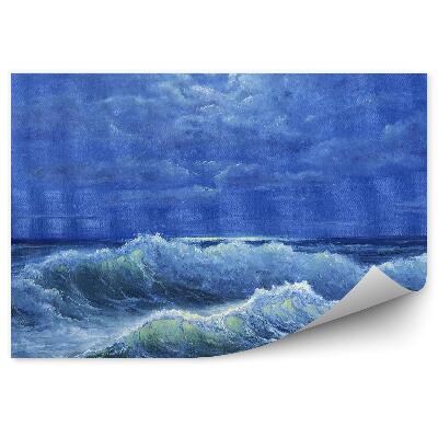 Poszter tapéta Hullámok az óceánon éjszaka festett