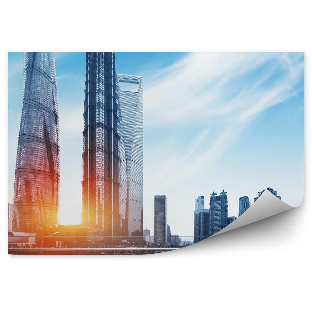 Fotótapéta Naplemente shanghai város üvegépületei