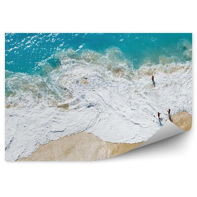 Modern fotótapéta Légifelvételek trópusi homokos strand emberek óceán hullámai