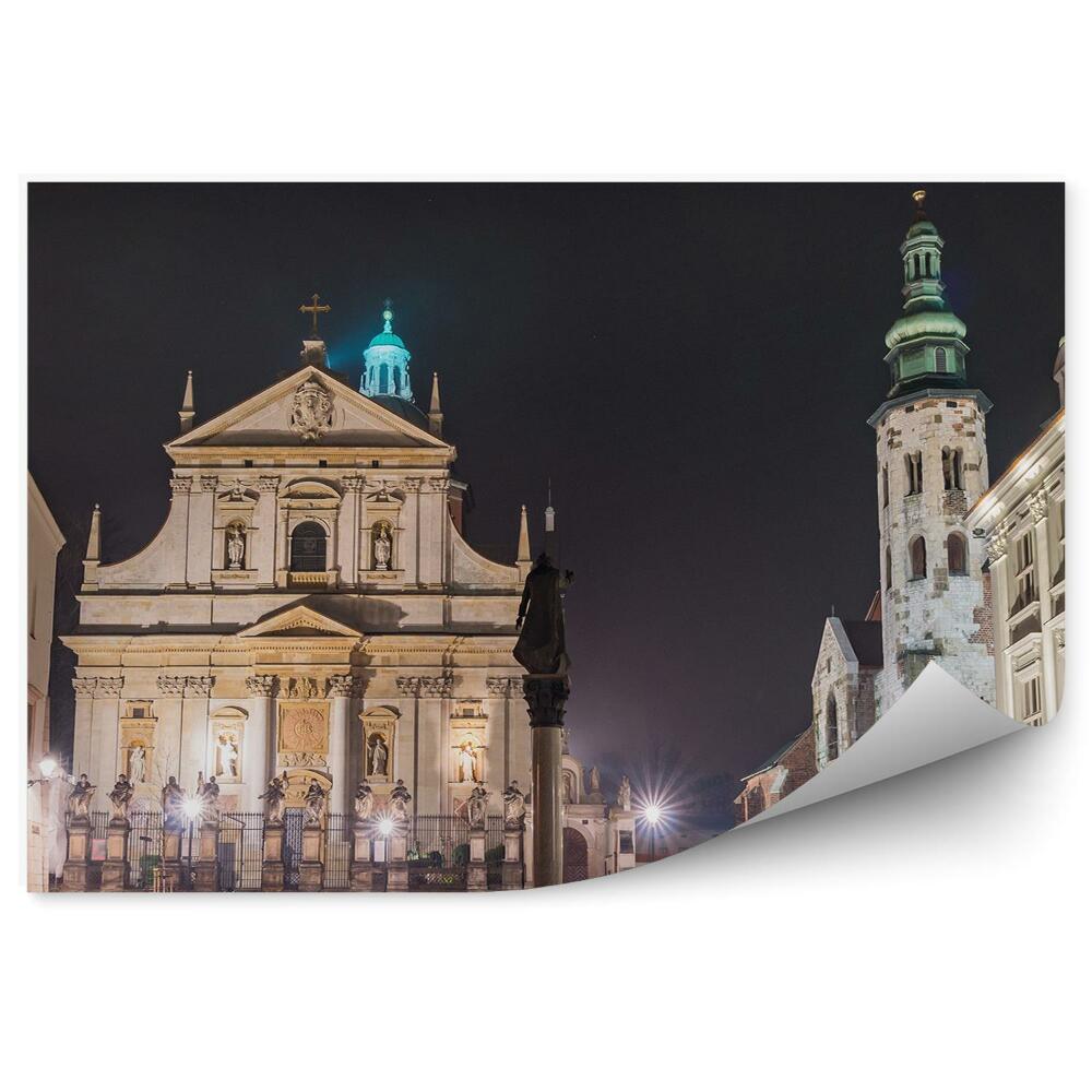 Poszter tapéta templomok Grodzka Krakkó világítás piactér égbolt