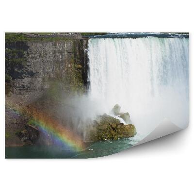 Öntapadós fotótapéta Niagara vízesés fák növények sziklák emberek szivárvány