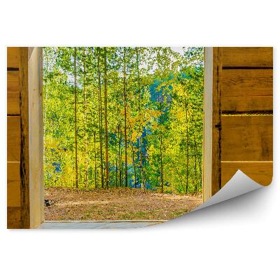 Öntapadó fotótapéta Egy faház egy fás erdő közepén