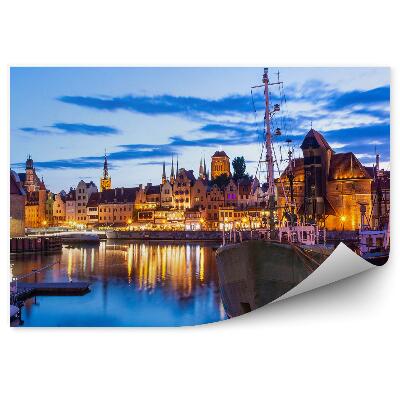 Fotótapéta Város alkonyati fények hajók víz épületek