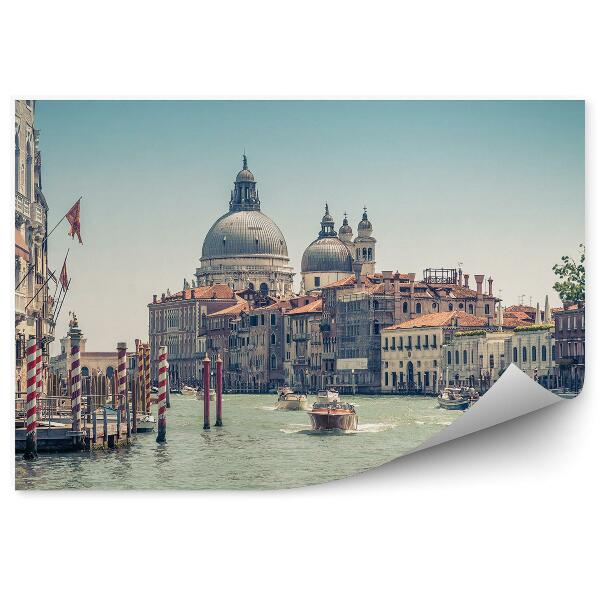 Poszter tapéta Bazilika Santa Maria della Salute Olaszország motorcsónakok Grand Canal Velence épületei