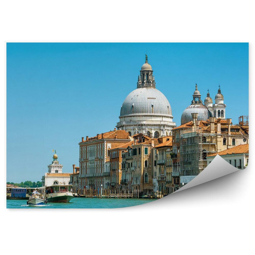 Fotótapéta Bazilika Santa Maria della Salute Olaszország motorcsónakok Grand Canal Velence