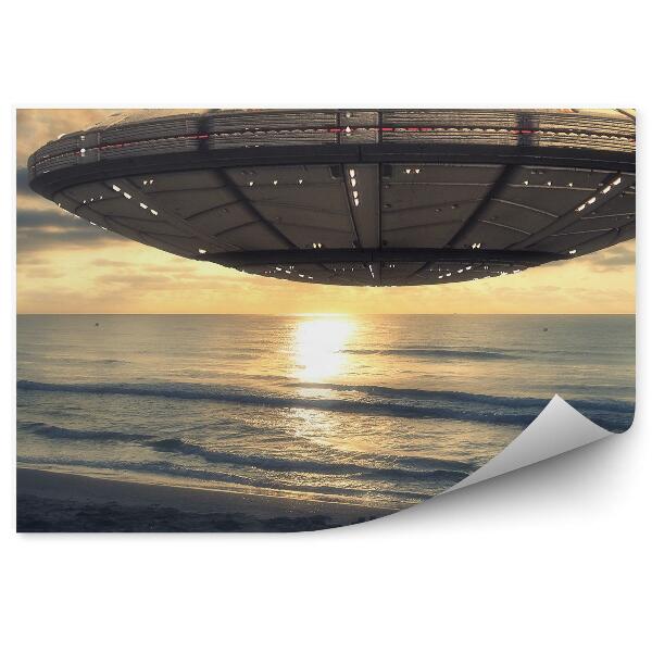 Öntapadós fotótapéta falra Égbolt felhők ufo 3d űrhajó strand tengeri ég felhők naplemente
