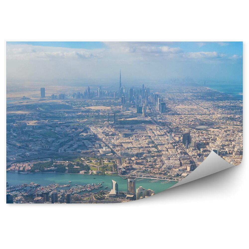Fotótapéta légi felvétel dubai felhőkarcolók folyó ég felhők