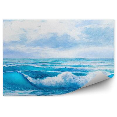 Poszter tapéta Kék tengervíz hullámok felhők az égen