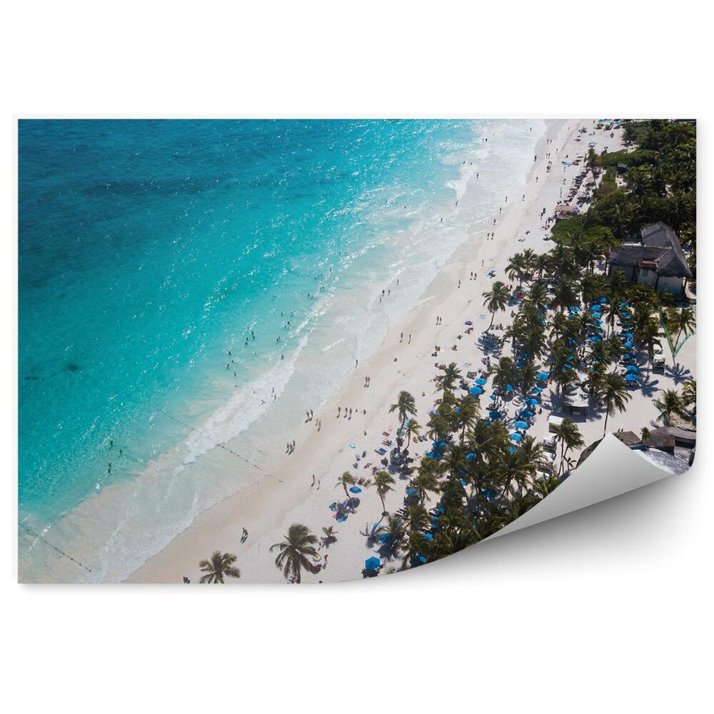 Öntapadós fotótapéta falra Strand, kék víz, pálmafák, turisták