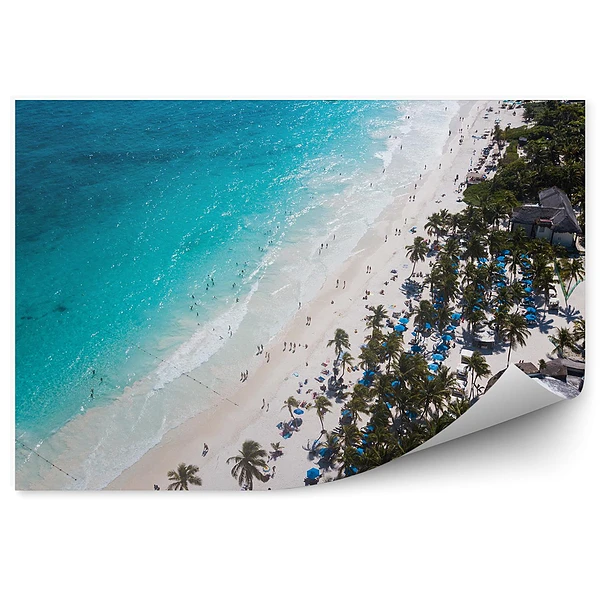 Öntapadós fotótapéta falra Strand, kék víz, pálmafák, turisták