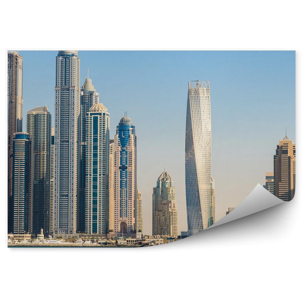 Poszter tapéta felhőkarcolók óceán jachtok Dubai