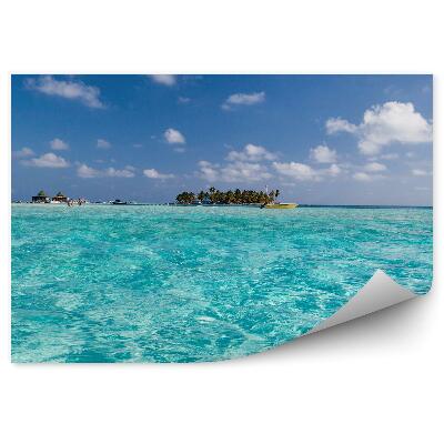 Poszter tapéta nyaralók csónak növények tiszta víz