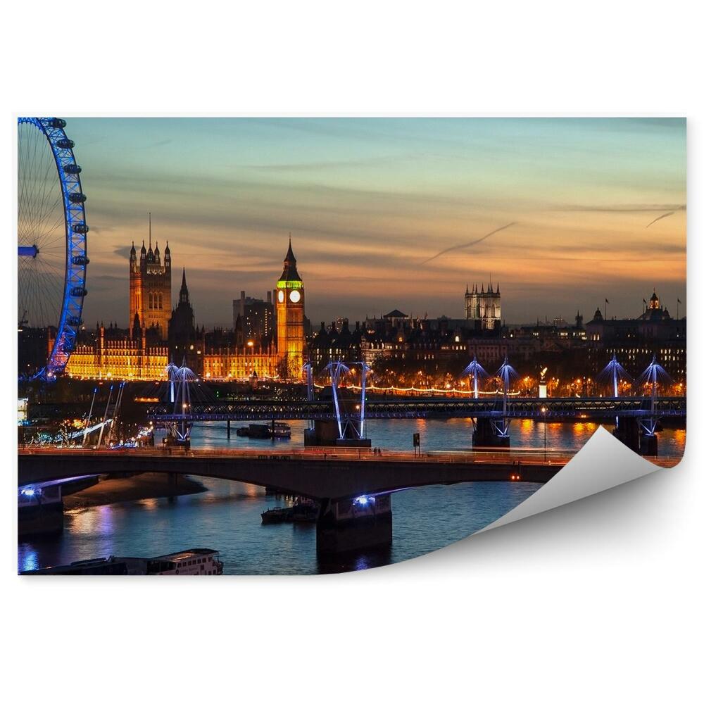 Fotótapéta Westminster Palace Big Ben fák felhők ég Londonban