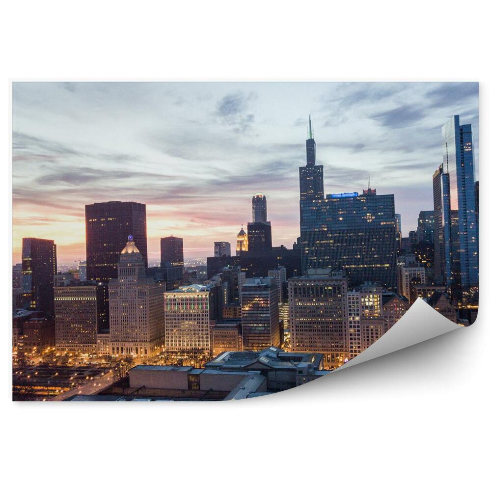 Fotótapéta felhőkarcolók fények ég felhők Chicago