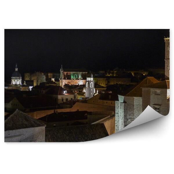 Poszter tapéta Dubrovnik Horvátország kastélyainak épületei éjszakai fények