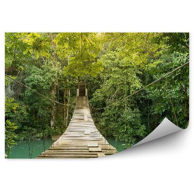 Fotótapéta Fa deszka híd kötél növényzet természet