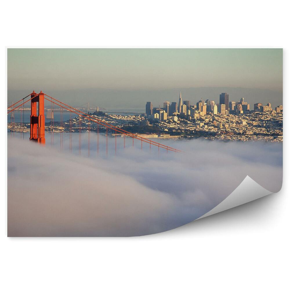 Modern fotótapéta Golden Gate híd óceán san francisco reggel köd felhőkarcolók városra