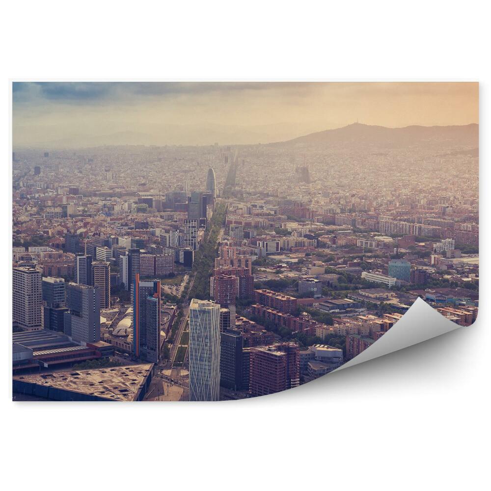 Poszter tapéta Barcelona felhőkarcolók légifelvételek