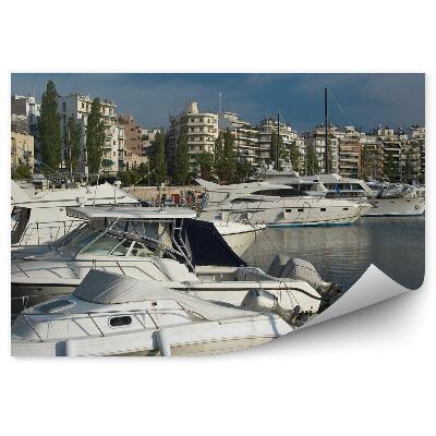 Modern fotótapéta Csónakok városi épületek építészet Görögországban