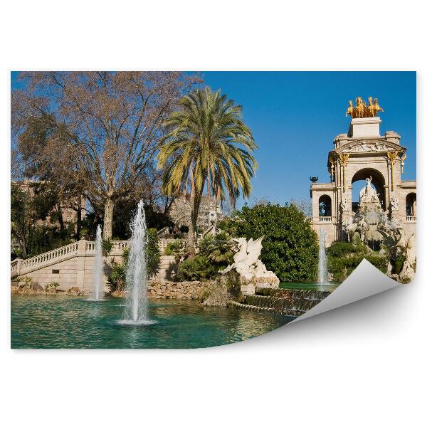 Poszter tapéta szökőkút fák park Citadel Barcelona