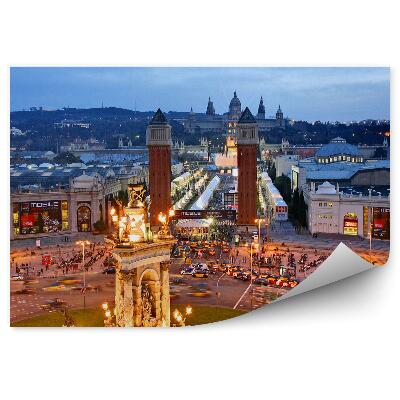 Fotótapéta épületek közlekedési éjszaka Barcelona