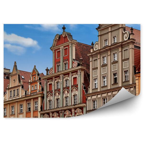 Fotótapéta régi központi piactér Wroclaw épületei égbolt felhők
