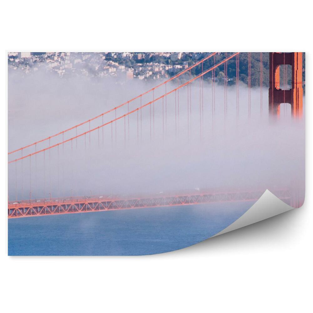 Öntapadó fotótapéta San francisco golden gate híd óceán reggel köd felhőkarcolók városra