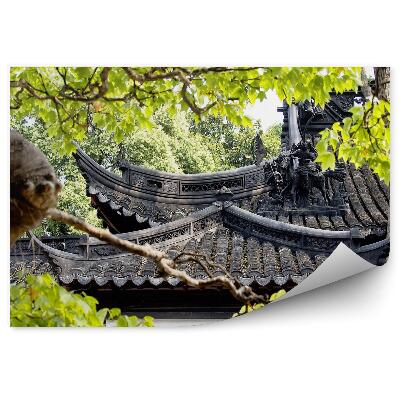 Fotótapéta Templom Ázsia kert növények zöld fák