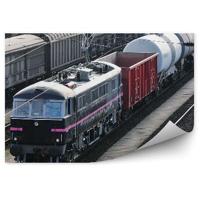 Fotótapéta Vasútállomás vonatokkal és vagonokkal