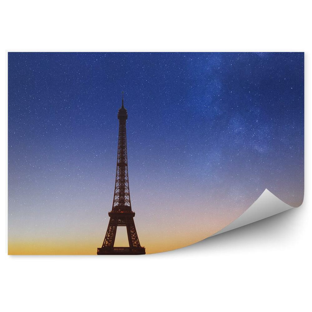 Öntapadós fotótapéta falra Csillagos ég város párizsi Eiffel-torony naplemente