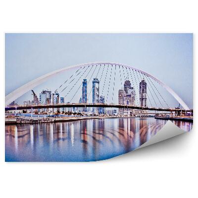 Poszter tapéta felhőkarcolók hidak járdák Dubai pálmafák