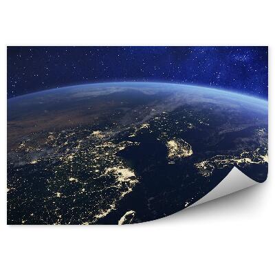 Öntapadós fotótapéta falra Föld bolygó Ázsia világűrben világít ég csillagok
