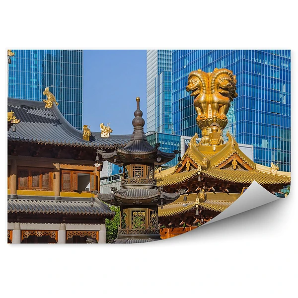 Fali poszter tapéta Shanghai aranytemplom város modern épületei