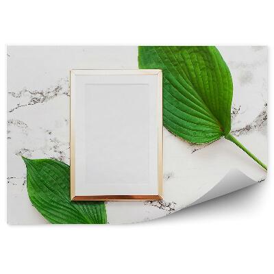 Fotótapéta Arany keret és trópusi levelek márvány alapon