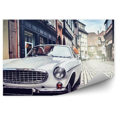 Modern fotótapéta Városi épületek blokkok retro autó fehér utca