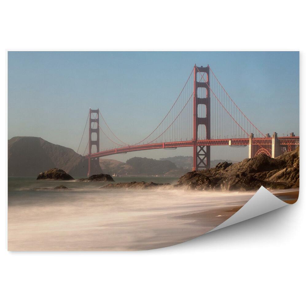 Fotótapéta Golden Gate Bridge óceán tengerpart hegyek égbolt San Francisco