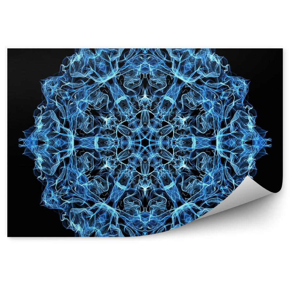 Fotótapéta Mandala kék lángok fekete alapon