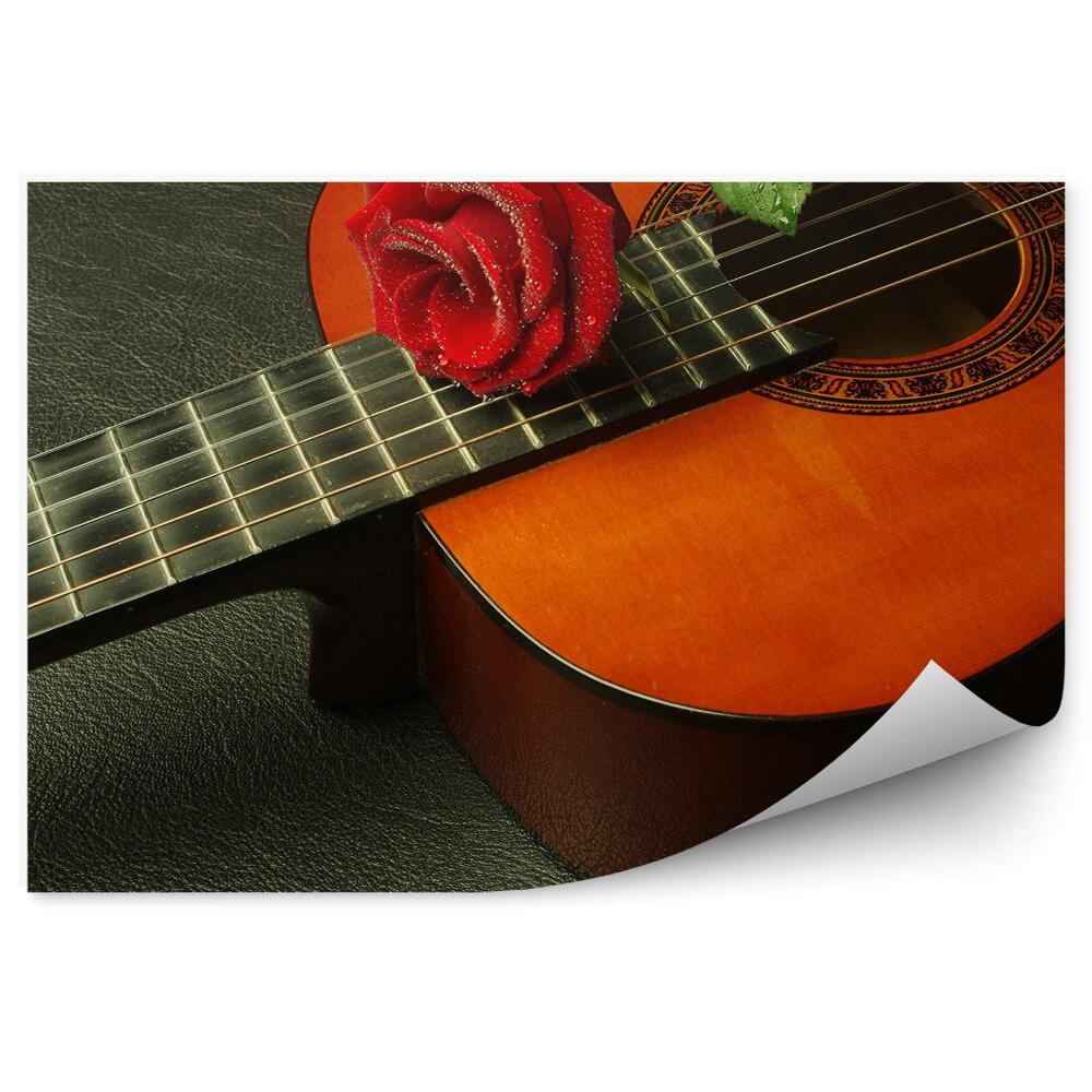 Öntapadós fotótapéta falra Klasszikus gitár spanyol zene piros rózsa