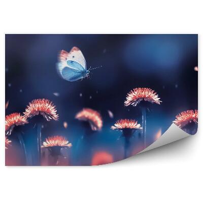 Fotótapéta Narancssárga pitypang kék pillangó