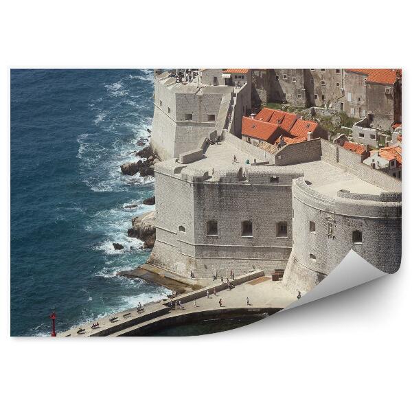 Fotótapéta Dubrovnik óváros tenger Horvátország hajók sziklák fort Saint John