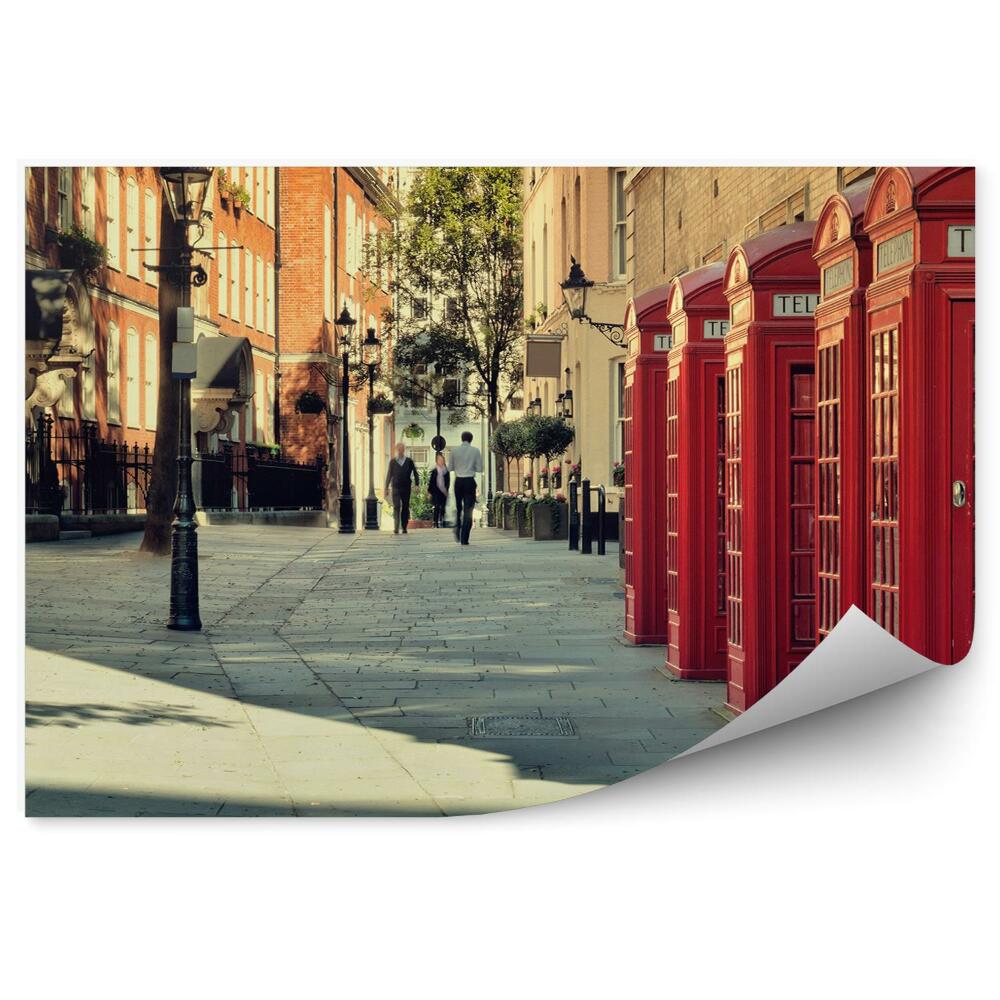 Poszter tapéta telefonfülke fák autók padok emberek London