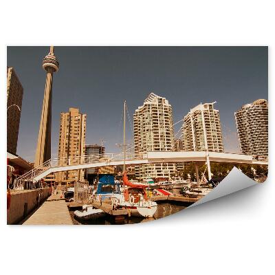 Öntapadó fotótapéta Felhőkarcolók hajók híd toronto tó