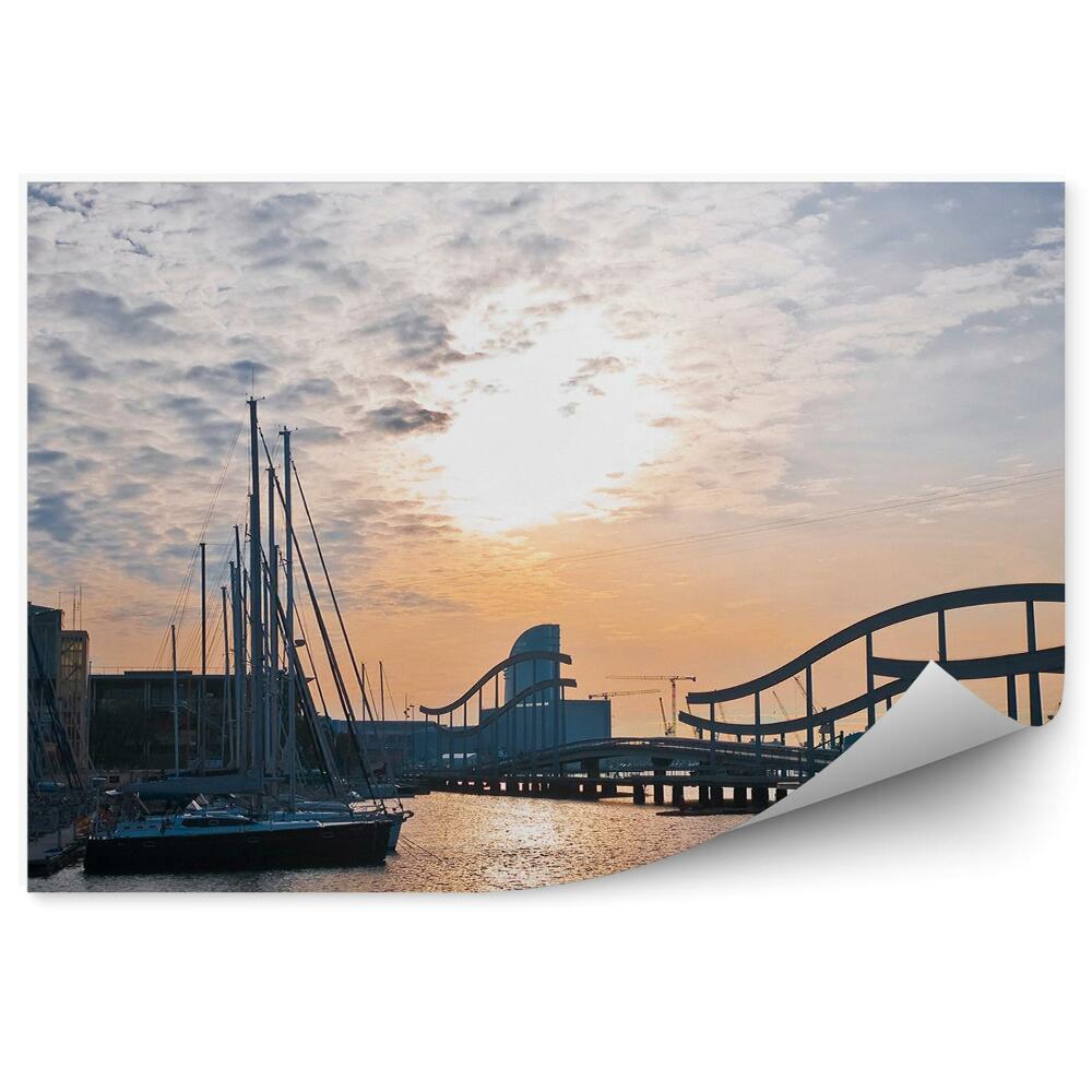 Fotótapéta port Vell híd óceán Barcelona égbolt felhők