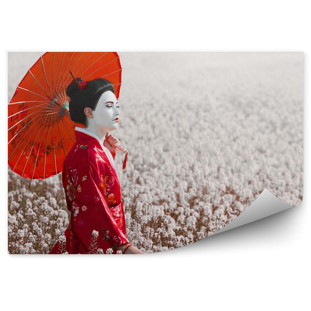 Modern fotótapéta Japán nő esernyő kimonó természet