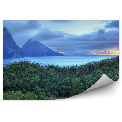 Öntapadós fotótapéta Karibi zöld erdő fák szigetek felhők